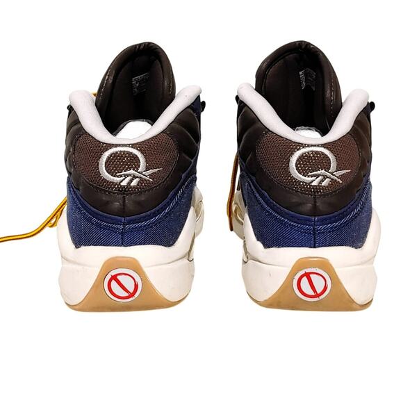 Reebok Question Mid Denim Blue Yellow Athletic Basketball Shoes Men’s 6.5